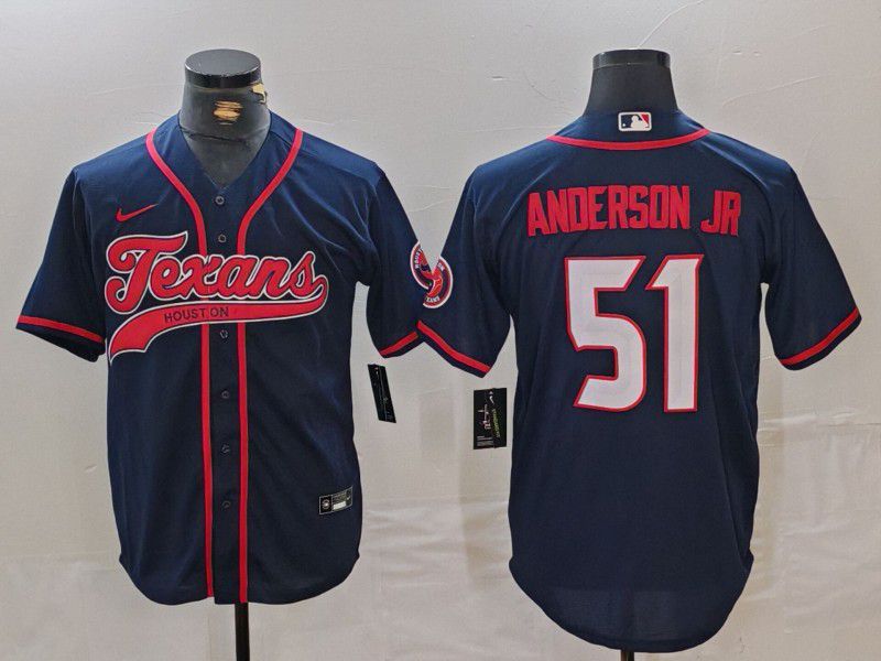 Men Houston Texans 51 Anderson Jr Blue Joint Name 2024 Nike Limited NFL Jersey style 3